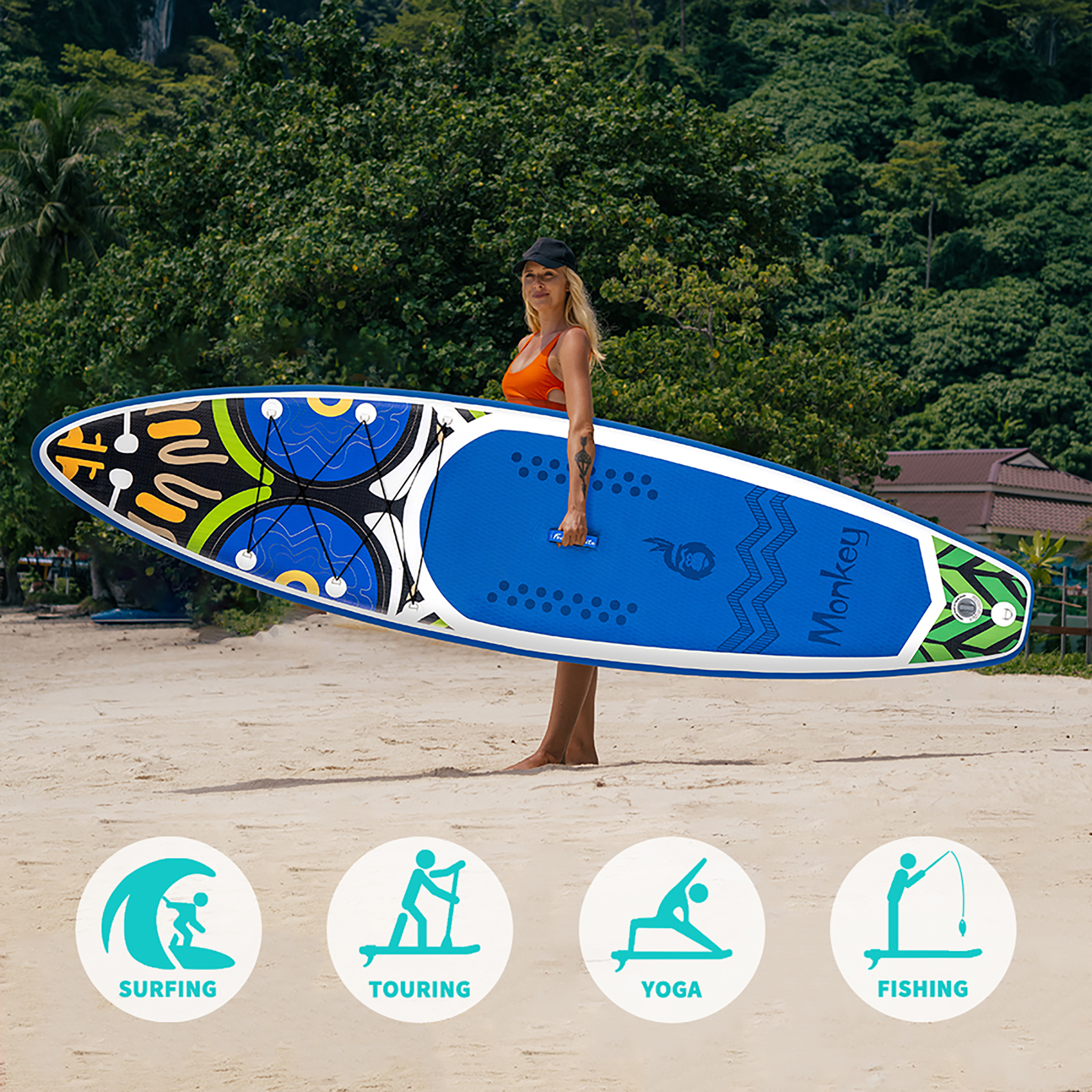 FunWater SUP Surfboard paddleboard 350CM/335CM inflatable stand up paddle board sup supboard padel water sport with Backpack Paddles coconut tree koi 
