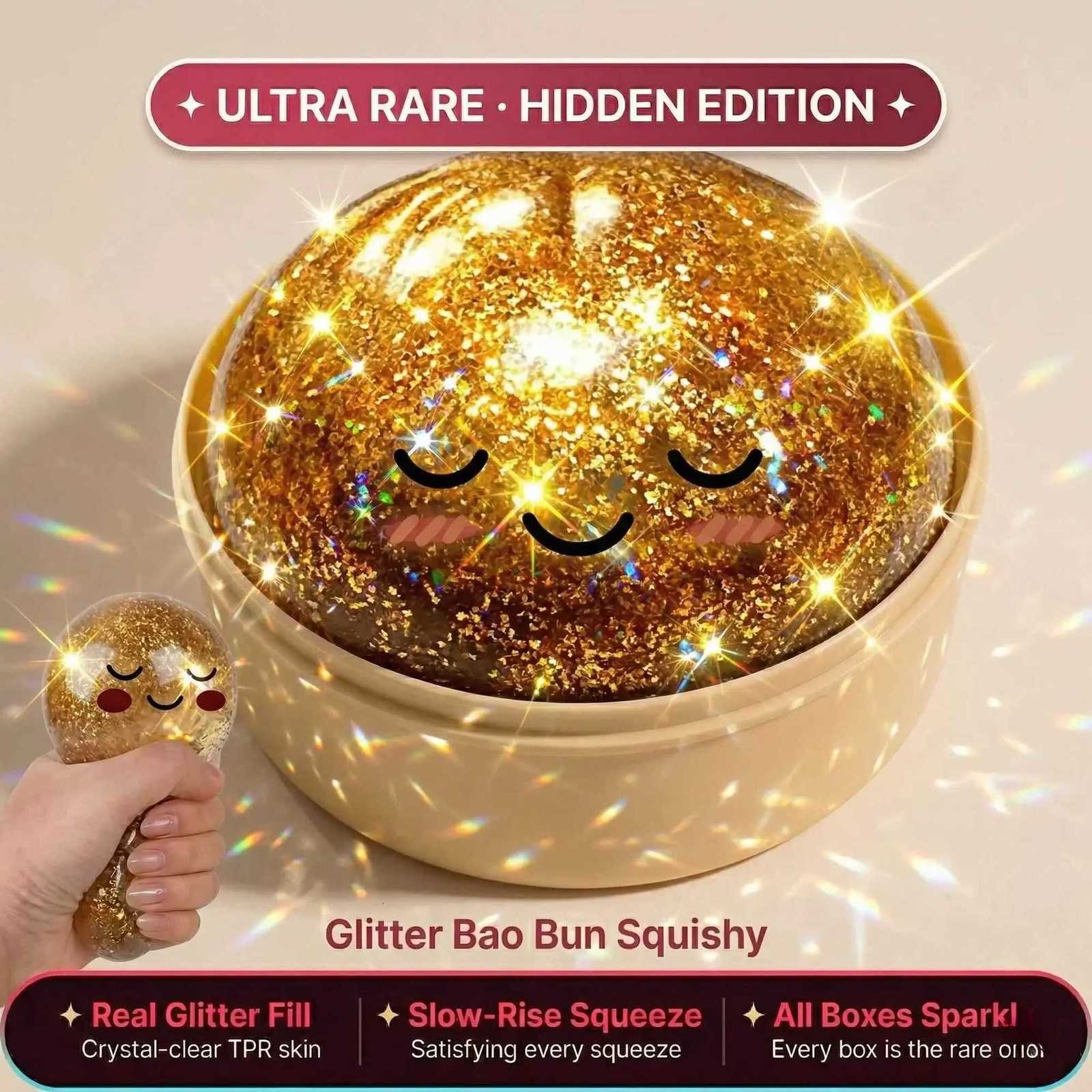 Hidden ULTRA Glitter RARE Gold Edition Dumpling Squishy Viral Slow Rise Soft Squishies Stress Relief Toy L260604