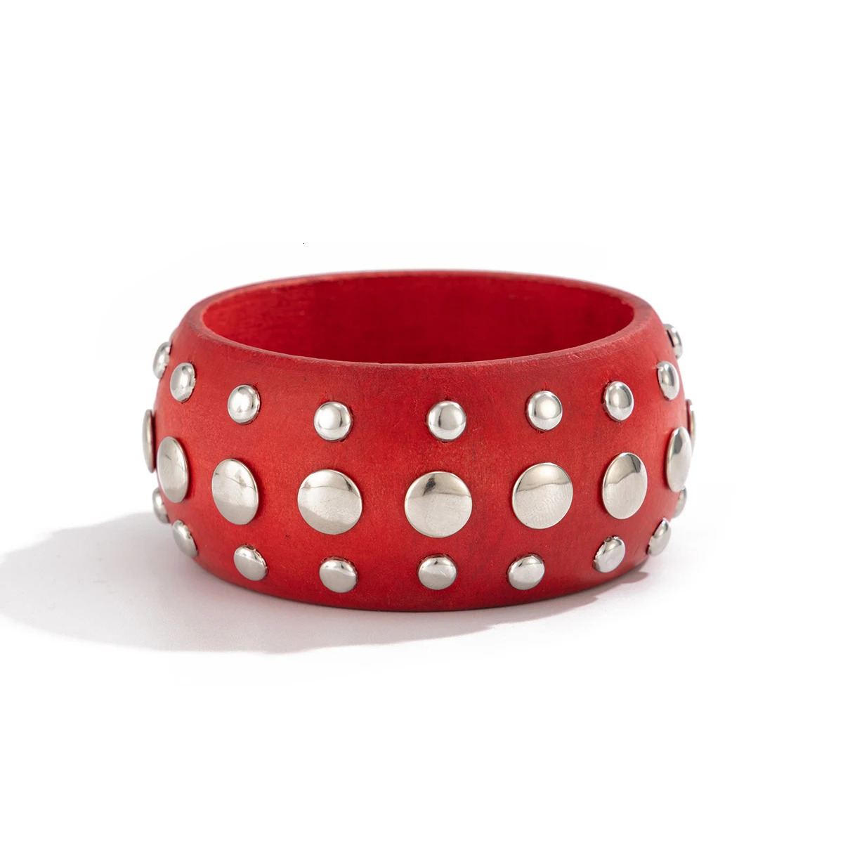 PuRui Hyperbole Creative Red Black Wooden CCB Chunky Bangle Bracelet for Women Vintage Punk Stackable Wide Bangle Grunge Jewelry260528BJ - view 5