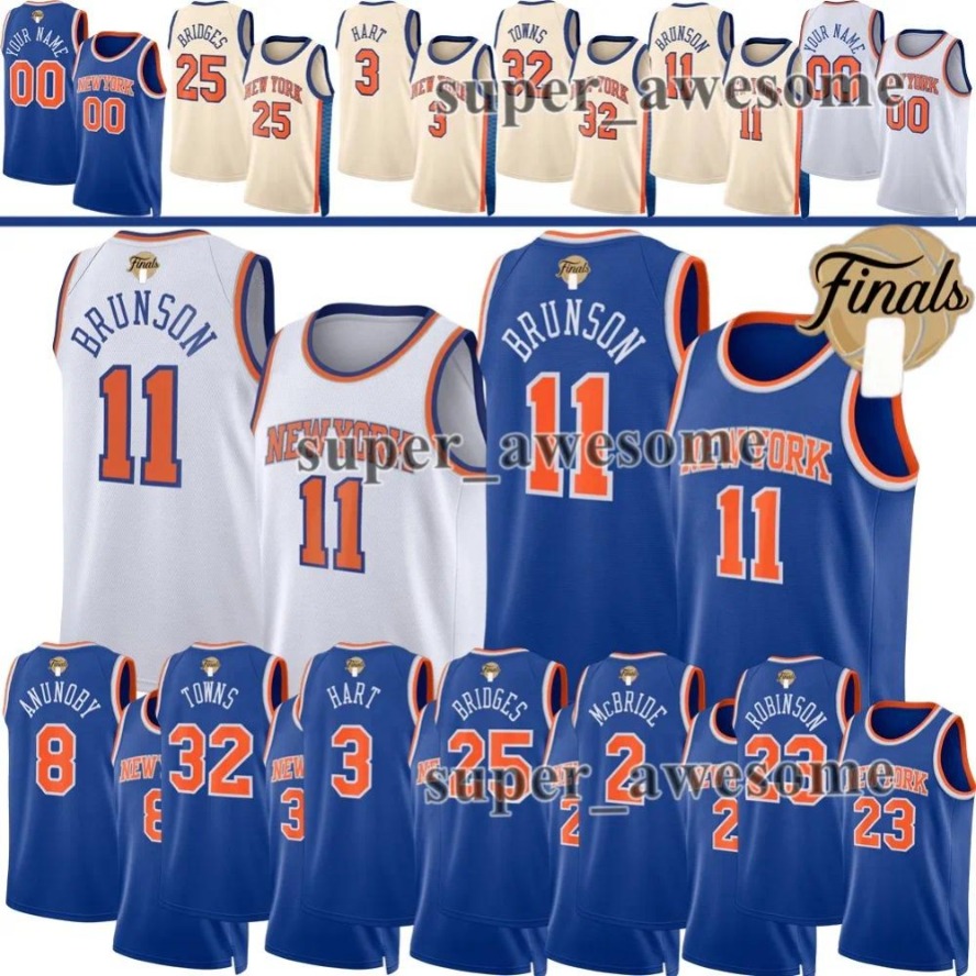 Custom Jalen Brunson Karl-Anthony Towns Basketball Jerseys Josh Hart Mikal Bridges OG Anunoby Quickley Robinson Knick Fournier