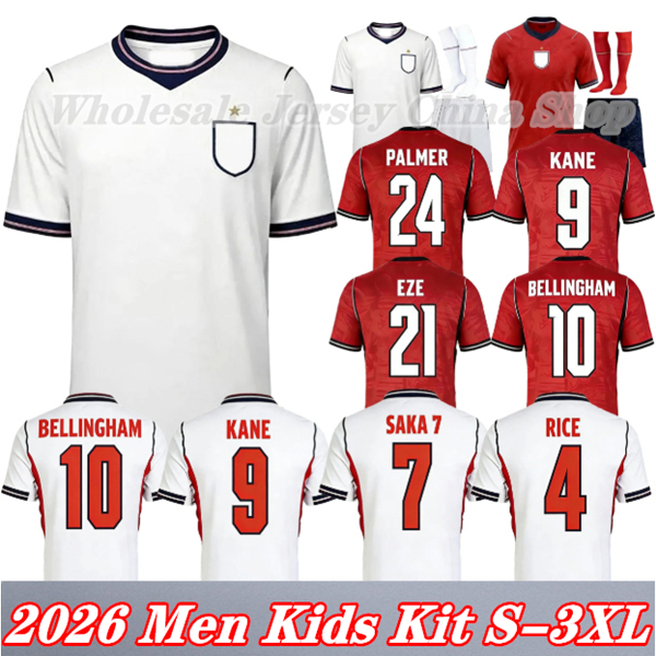 2026 England World Cup Soccer Jerseys KANE SAKA BELLINGHAM ROGERS RICE FODEN GORDON PALMER RASHFORD 26 27 national teamMen kids Kits Football Shi