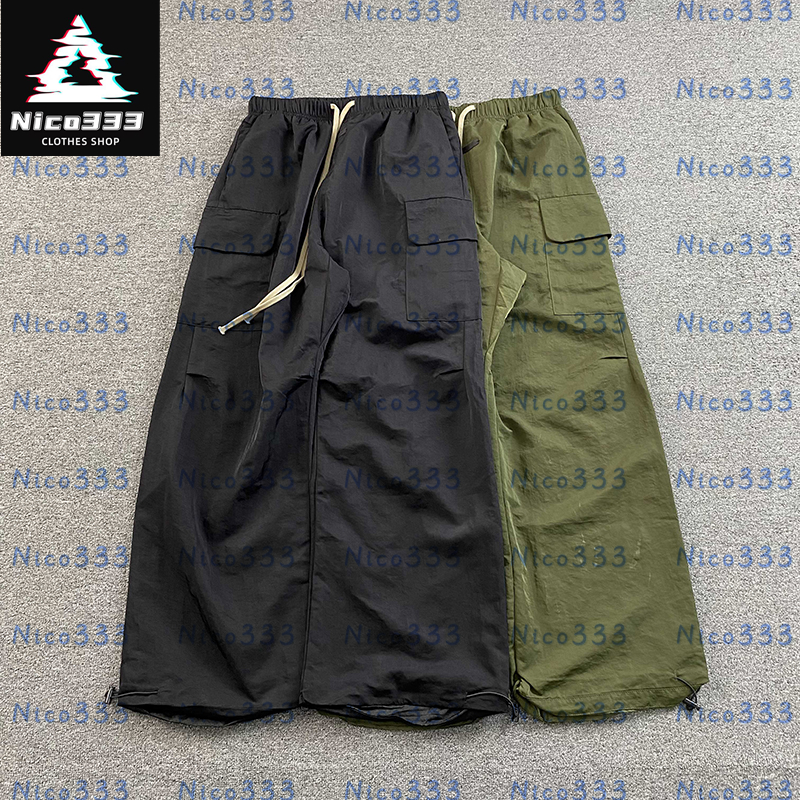 FOG Woven multi pocket camouflage drawstring workwear loose solid color versatile street personality men women casual pants