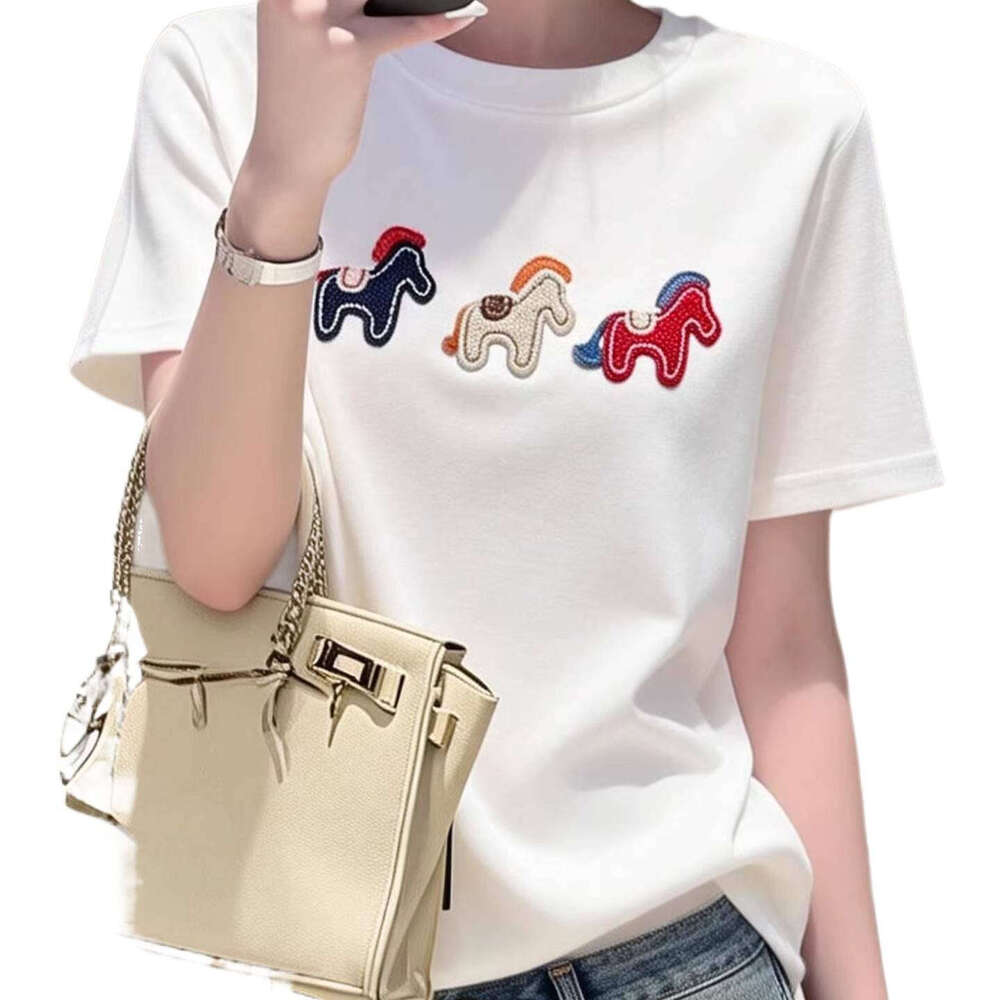 Little Pony Pure Cotton Short Sleeve T For Women Loose Casual Fashion Niche Base Shirt Top - view 6