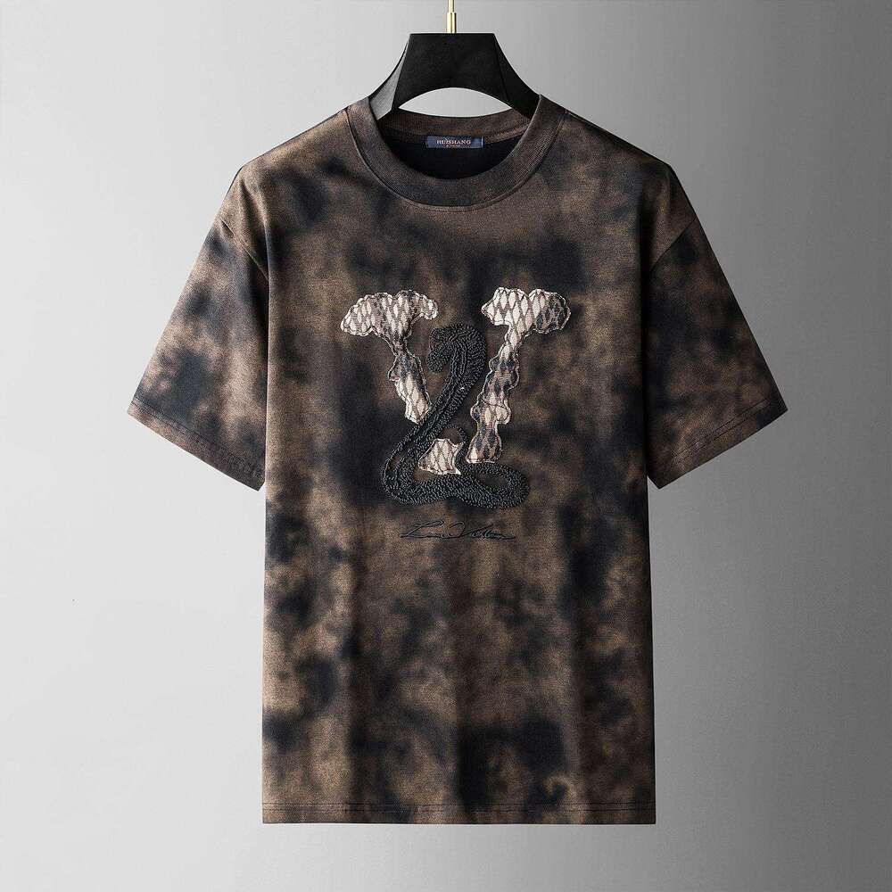 European fashion brand luxury summer new high-end retro patchwork embroidered short-sleeve T-shirt loose and versatile stylish short sleeves