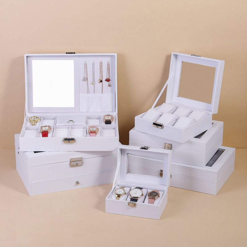 Watch Box 10-Slot Watch Case Organizer with Large Glass Lid Removable Pillows Valentines Day Gifts 260228