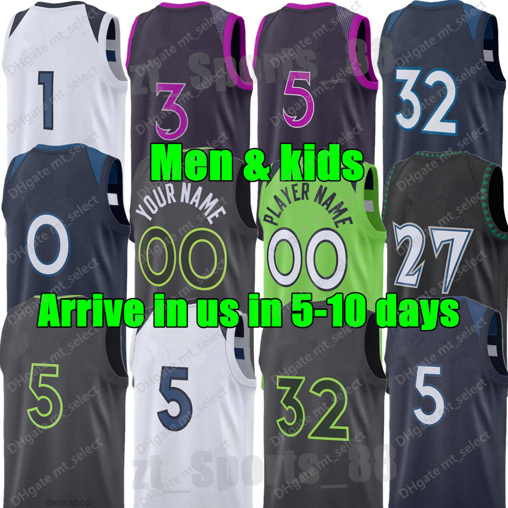 Anthony Edwards Basketball Jerseys MIN Timberwolven Naz Reid Donte DiVincenzo Julius Randle Jaden McDaniels Rudyy Gobert Conley Jaylen Clark Dillingha