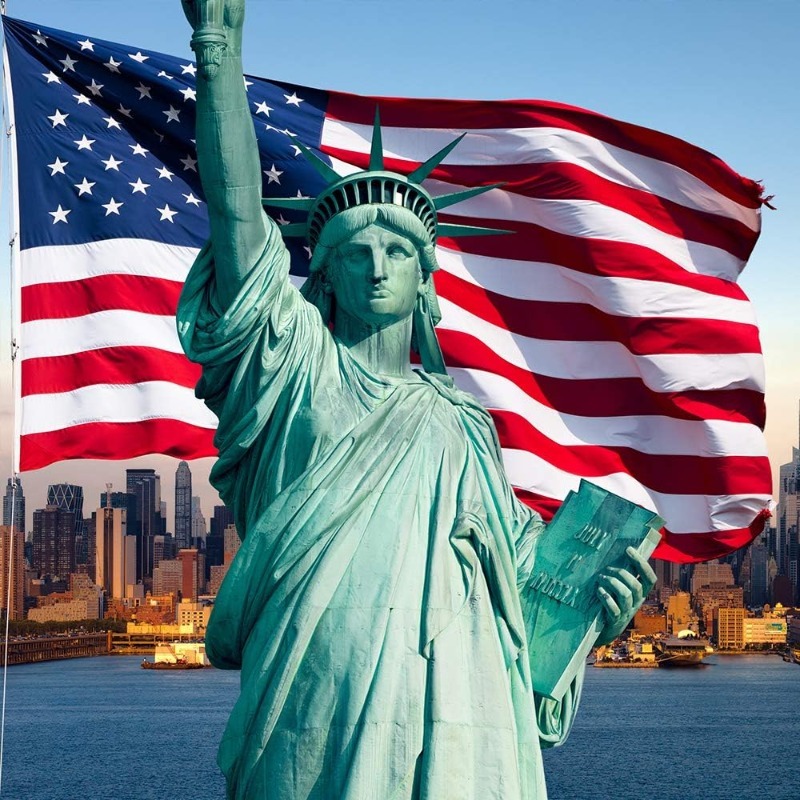 Multi-piece American Flag for Outside 2X3 FT, Deluxe Heavy Duty, All Weather High Wind USA US Flag with Embroidered Stars, Sewn Stripes, Brass Grommet
