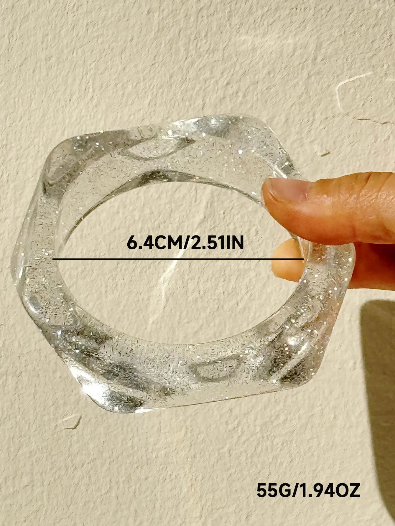 Twisted Shaped Irregular Off-white Resin Bracelet for Women Girl Summer Vacation Bangle HUANZHI 2025 INS260528BJ - view 7