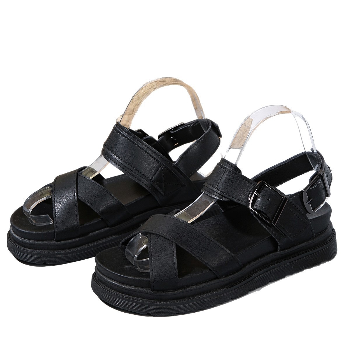2026 Spring/Summer New Design Arrival Solid Color Cross Buckle Fashion Women's Large 35-43 Thick Bottom Sandals Free Shipping Hot Sale