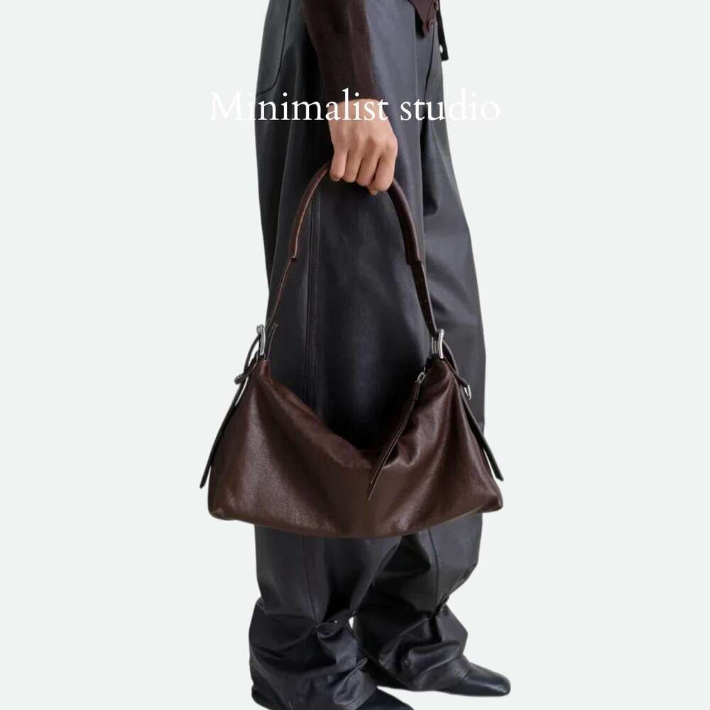 Women Vegetable Tanned Leather Baguette Hobo Bag Minimalist Vintage Style High End Tote Crossbody SENYY