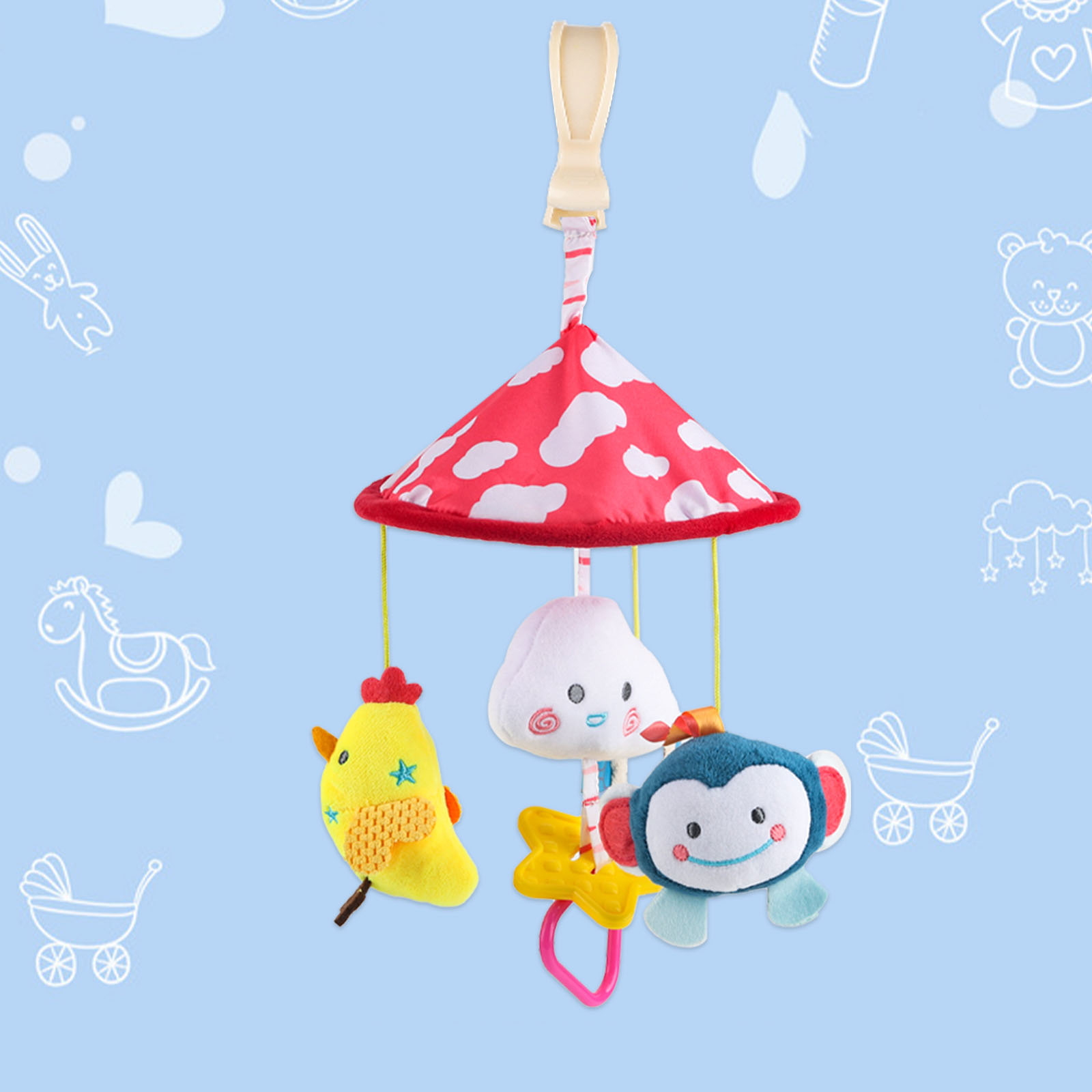 2026 Customized baby bedside rattle hanging ornaments baby soothing toys bulk supply educational bed bell hanging ornament toys