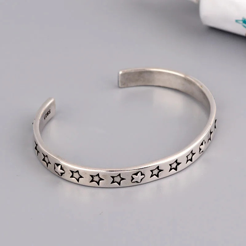 XIYANIKE Silver Color Pupular Korea Style Star Bangle For Women Fashion Simple Opening Hand Jewelry Party Customized260528BJ - view 5