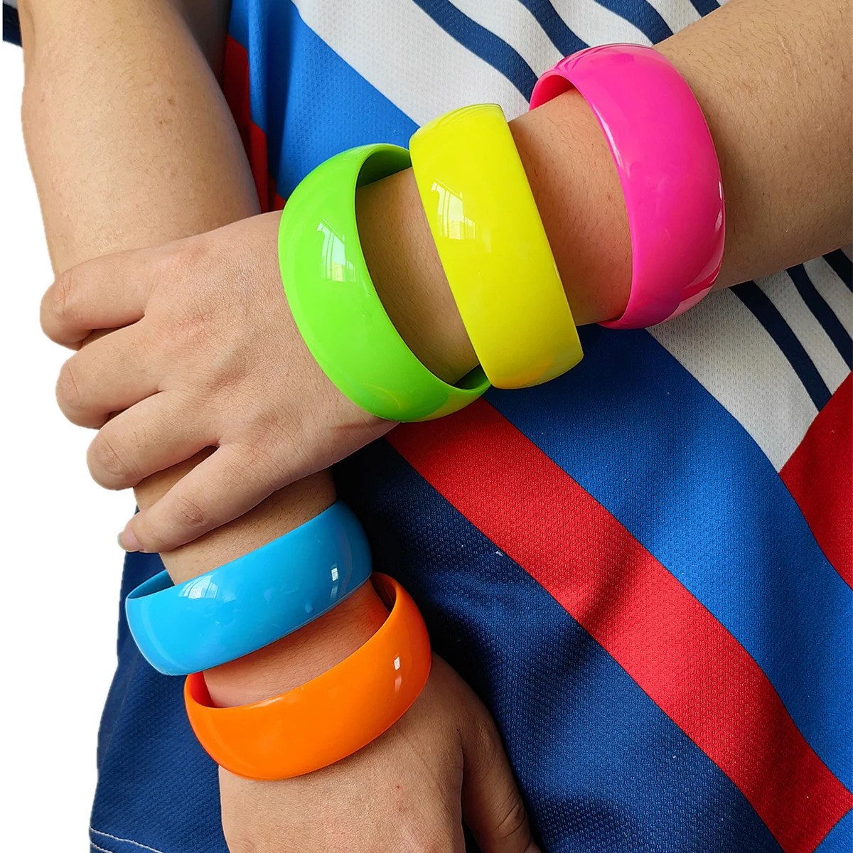 Fluorescent Color Round Acrylic Chunky Bangle for Women Exaggerated Resin Wide Stackable Bracelets Couple Jewelry Gifts260528BJ