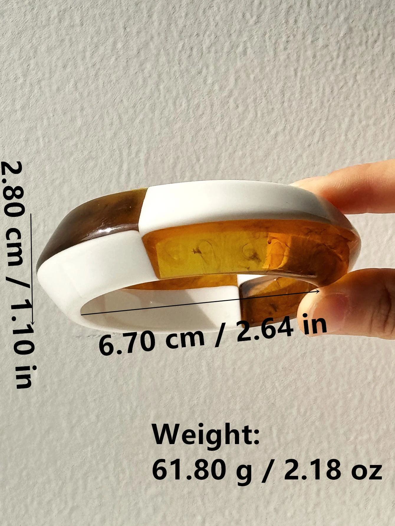 Brown Black White Contrast Geometric Irregular Resin Bracelet for Women Girl Summer Decoration Bangle HUANZHI 2025 INS260528BJ - view 6