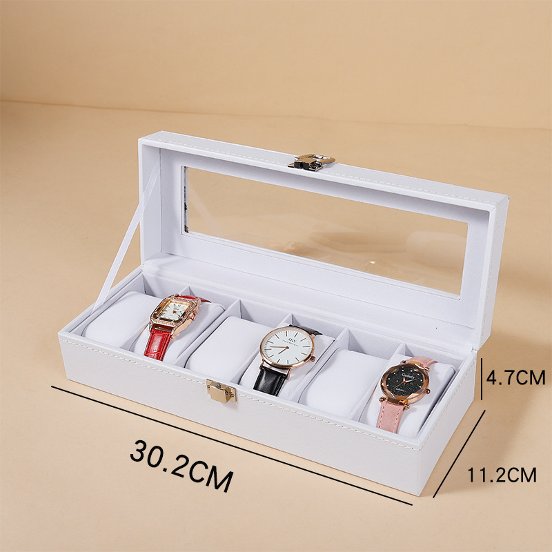 Watch Box 10-Slot Watch Case Organizer with Large Glass Lid Removable Pillows Valentines Day Gifts 260228