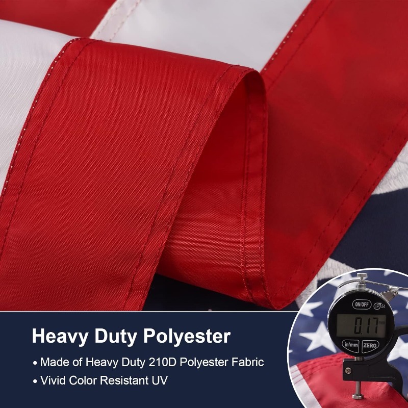 10pc American Flag for Outside 2X3 FT, Deluxe Heavy Duty, All Weather High Wind USA US Flag with Embroidered Stars, Sewn Stripes, Brass Grommets