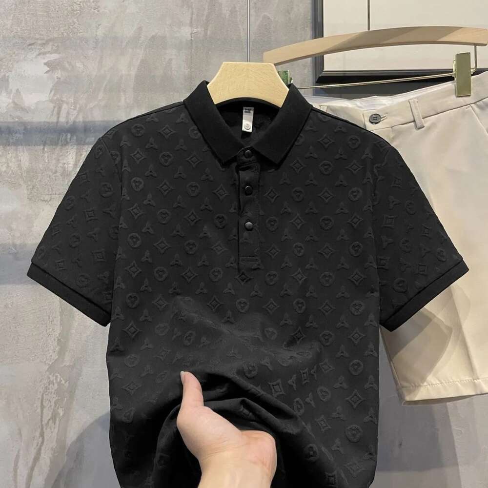 Fashionable Luxury Jacquard Leisure POLO Shirt Summer New Comfortable and Breathable Youth Slim Fit Polo Neck Short Sleeve T-shirt for Men
