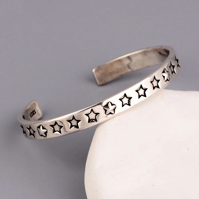XIYANIKE Silver Color Pupular Korea Style Star Bangle For Women Fashion Simple Opening Hand Jewelry Party Customized260528BJ - view 7