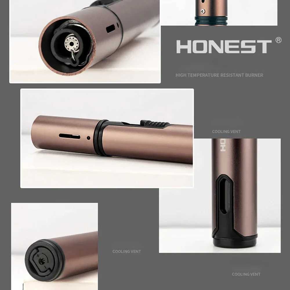 Cigar New HONEST Lighter Jet Flame Portable Butane Torch Lighter with Punch Mini Plastic Cigarette Lighter For Gift NoGas J260604