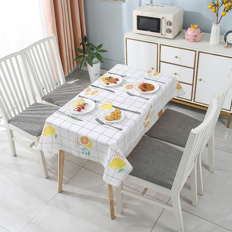 YL-38754 Custom Home Tablecloth, Simple Style, Dustproof, Waterproof, Oil-proof, Wash-free PVC Tablecloth with Checkered Pattern.