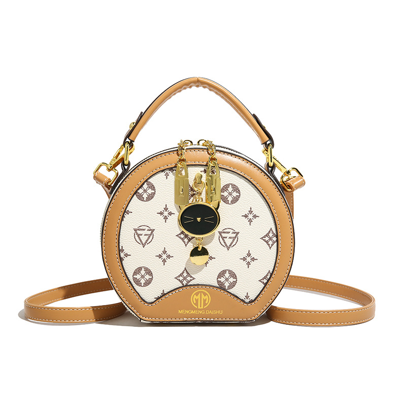 Free Shipping High end women's bag 2026 new print design elegant round bag fashionable classic versatile commuter shoulder bag crossbody bag