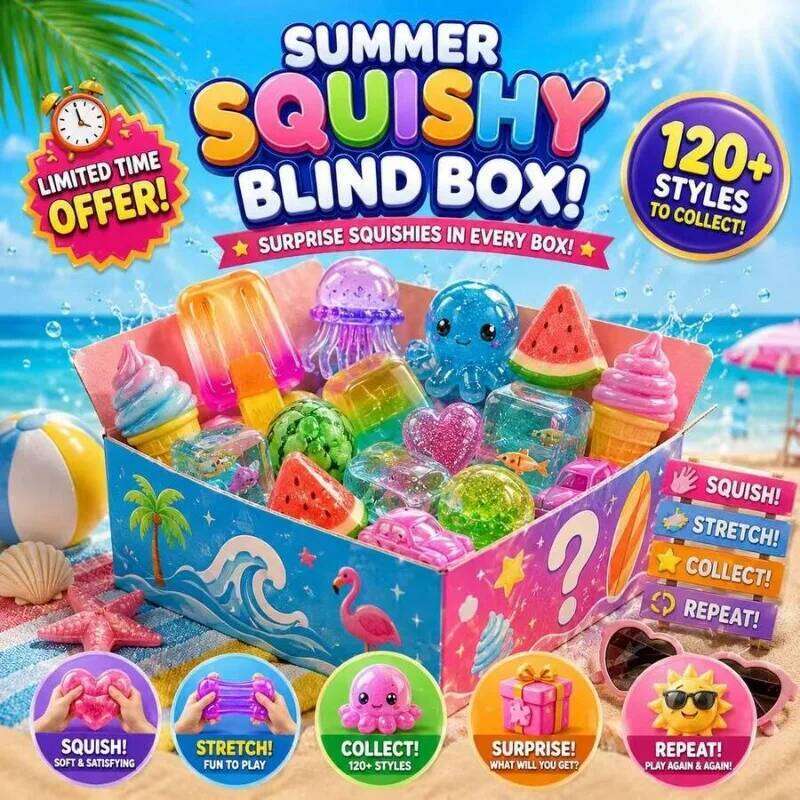 Limited-Time Offer Cute Summer Themed Mystery Squishy Box Single Soft Squeeze Leisure Lucky Gift W260604