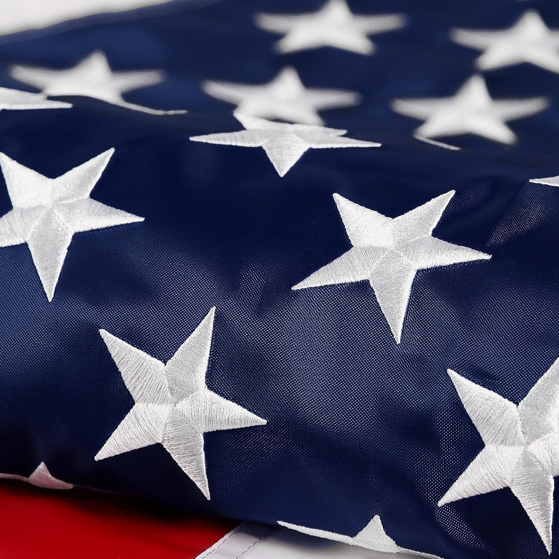 Multi-piece American Flag for Outside 2.5X4 FT, Deluxe Heavy Duty, All Weather High Wind USA US Flag with Embroidered Stars, Sewn Stripes, Brass Gromm