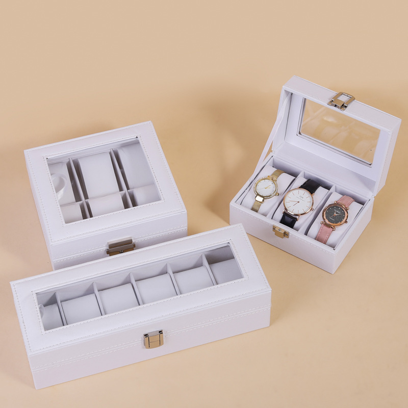 Watch Box 10-Slot Watch Case Organizer with Large Glass Lid Removable Pillows Valentines Day Gifts 260228