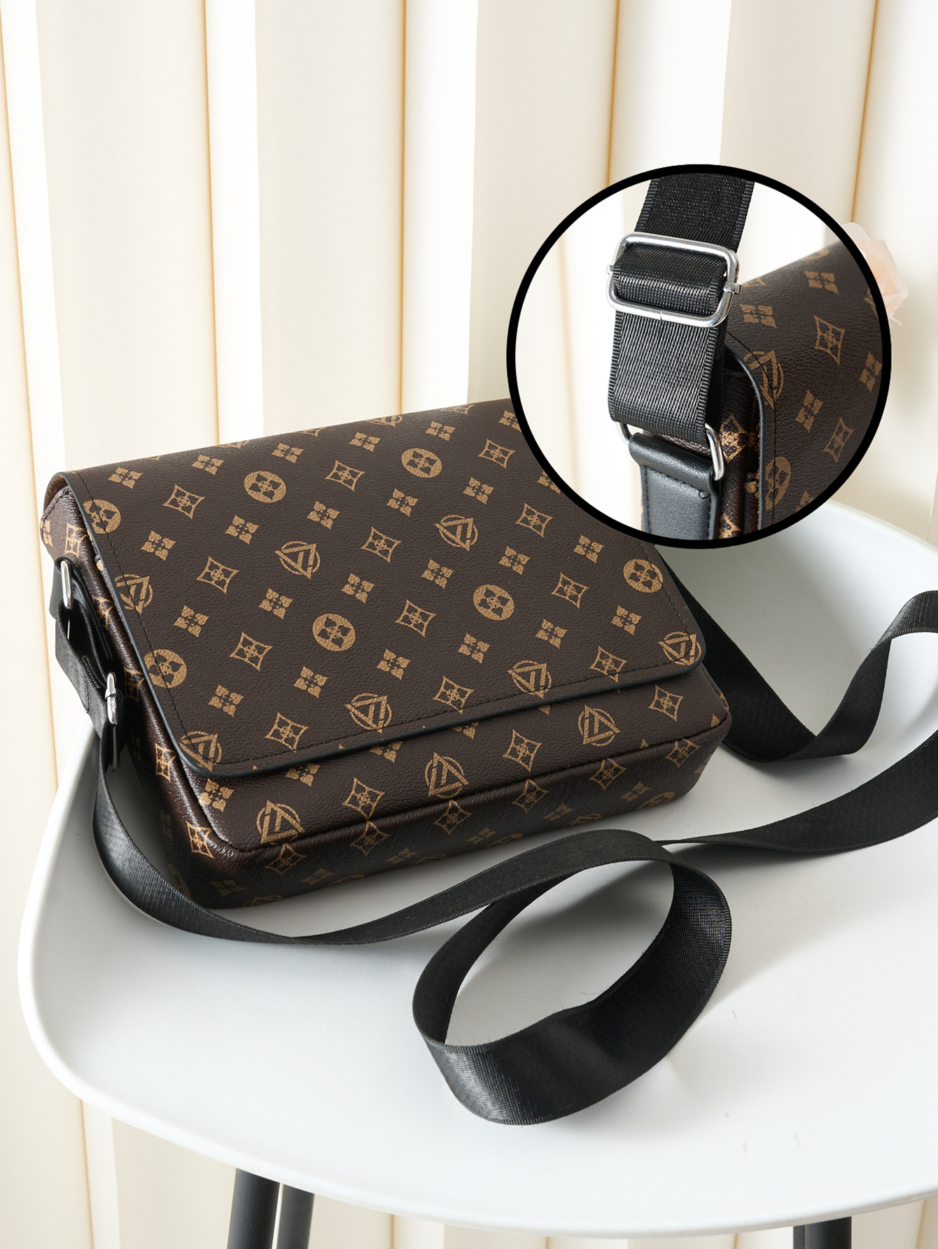Hot Sale Vintage Monogram Casual Flap Crossbody Bag, Business Commuter Portable Shoulder Bag, Lightweight Large Capacity for Travel