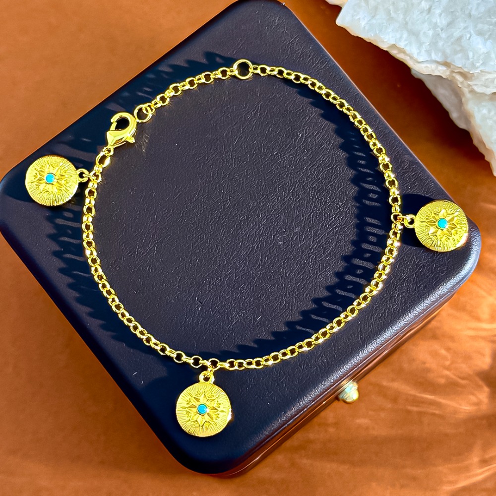 Designer Blue Turquoise Bracelet Gold Tone Crystal Accent Woven Texture Engraved Finish Luxury Jewelry Gift For Women Party Anniversary Vintage Style For Women