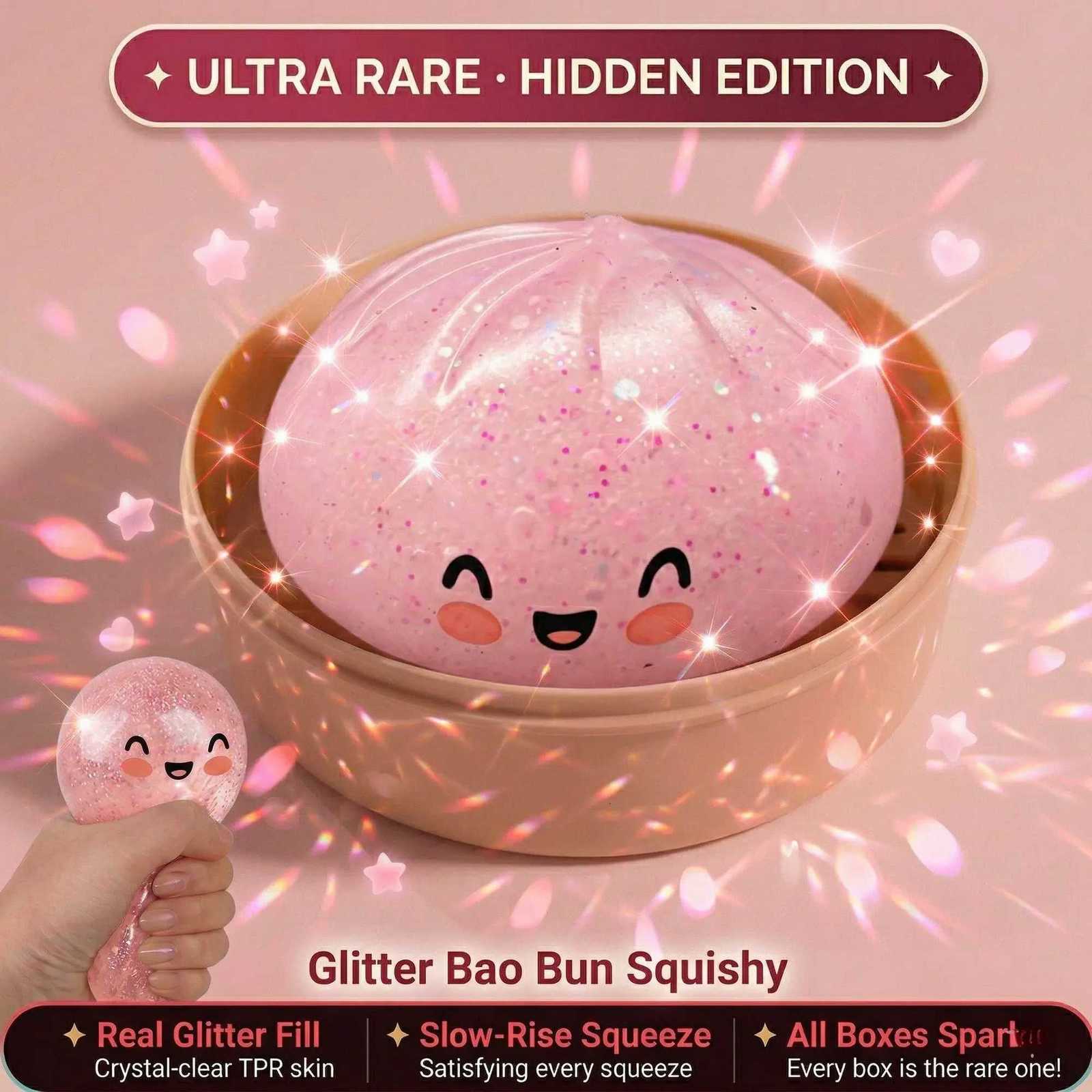 Hidden ULTRA Glitter RARE Gold Edition Dumpling Squishy Viral Slow Rise Soft Squishies Stress Relief Toy L260604