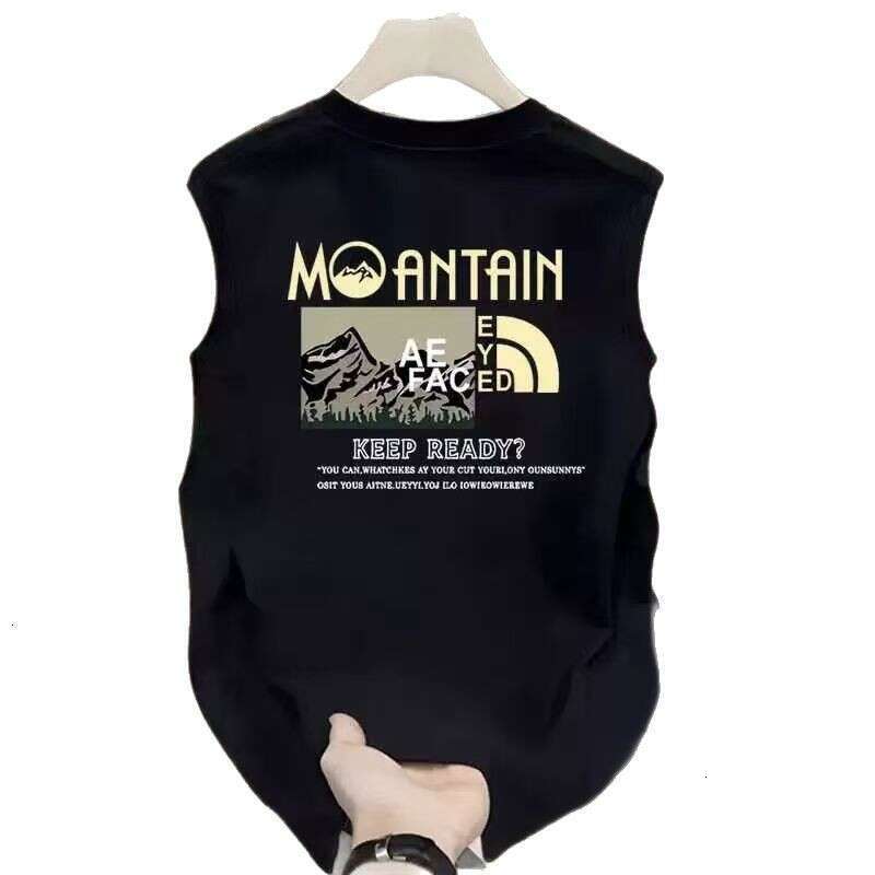 pure cotton printed mens trendy sports tank top new summer style loose sleeveless T-shirt