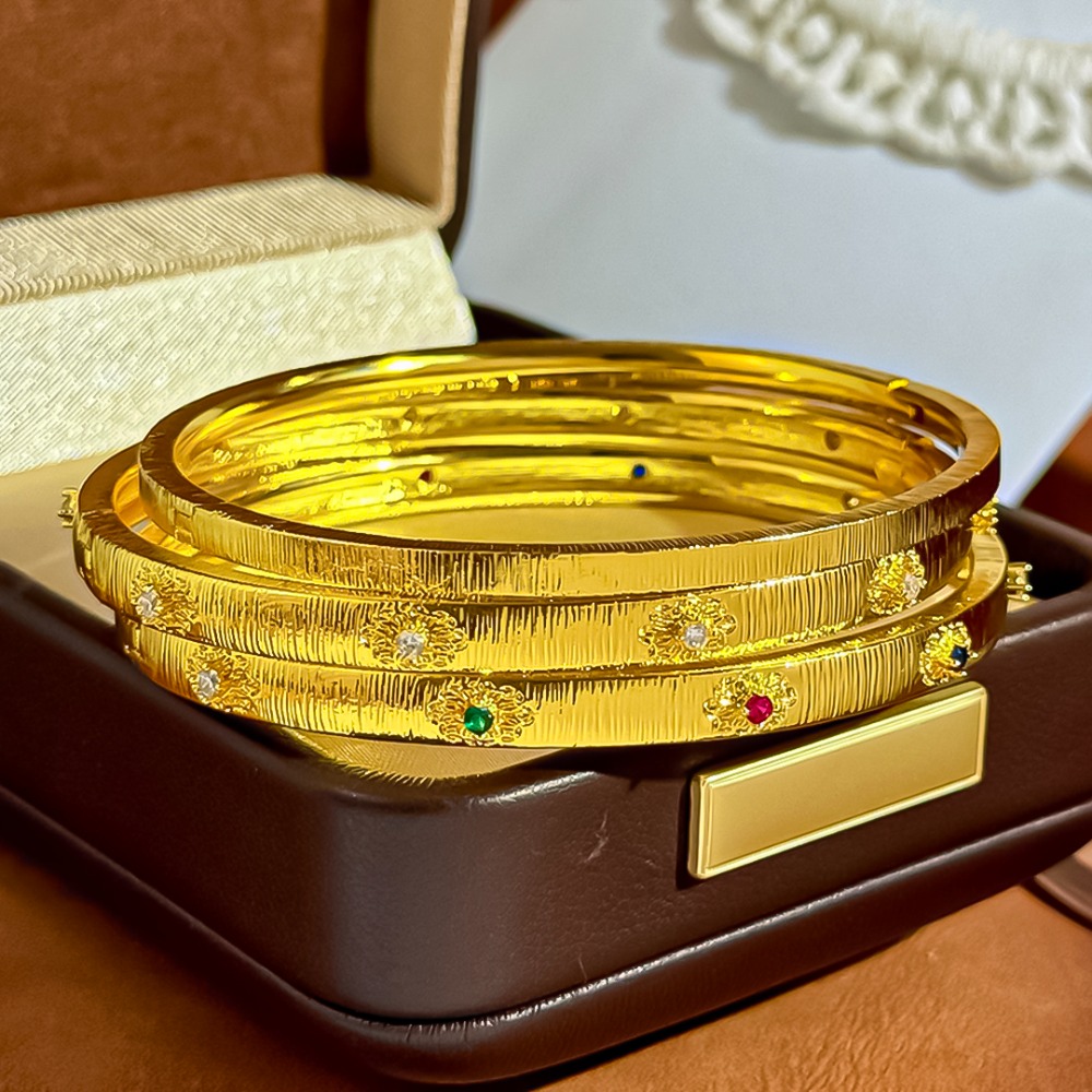 Designer Turquoise Statement Bracelet Gold Tone CZ Stone Accent Engraved Brushed Finish Fashion Jewelry Gift For Women Designer Inspired Vintage Style For Women