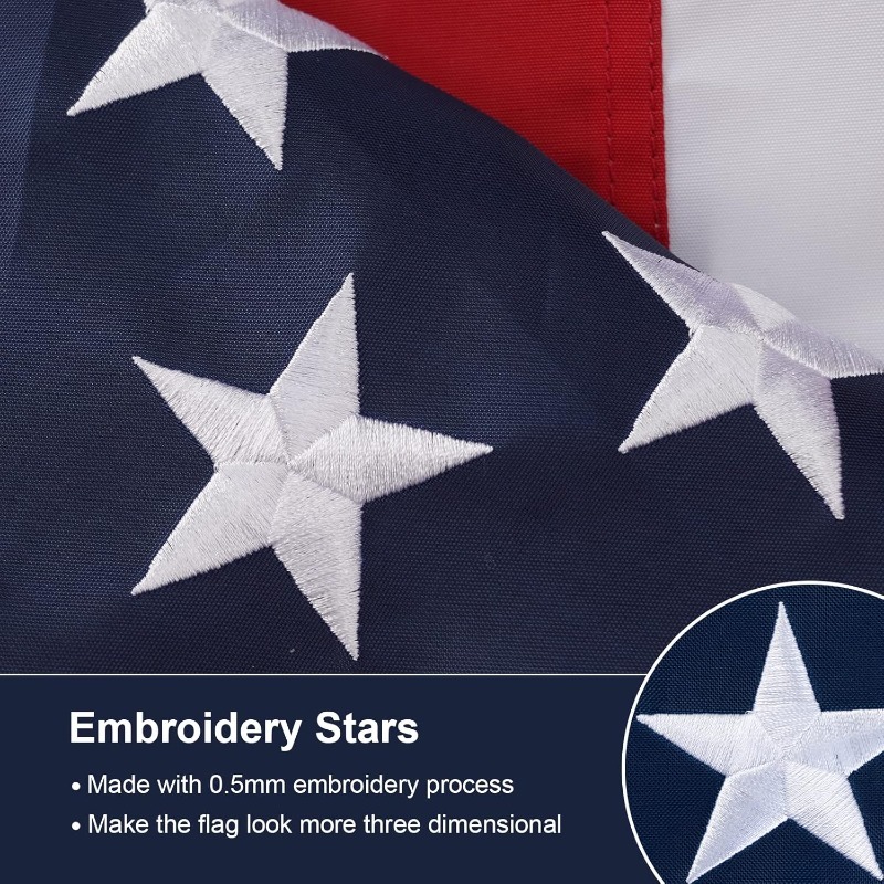 20pc American Flag for Outside 2.5X4 FT, Deluxe Heavy Duty, All Weather High Wind USA US Flag with Embroidered Stars, Sewn Stripes, Brass Grommets