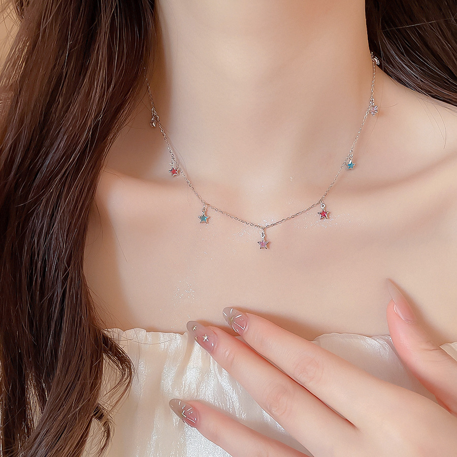 Korean-style ins-style star pendant necklace and bracelet, light luxury with a high-end feel, collarbone chain, niche exquisite versatile accessory fo - view 4