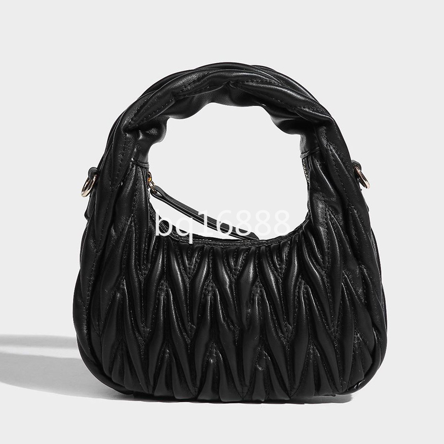 Cloud Pleated Armpit High-end Crescent Shaped Handbag, New Fashionable Pleated Crescent Shaped Bag, Shoulder Crossed Handbag, Dumpling Socialite Fairy Bag 707-1