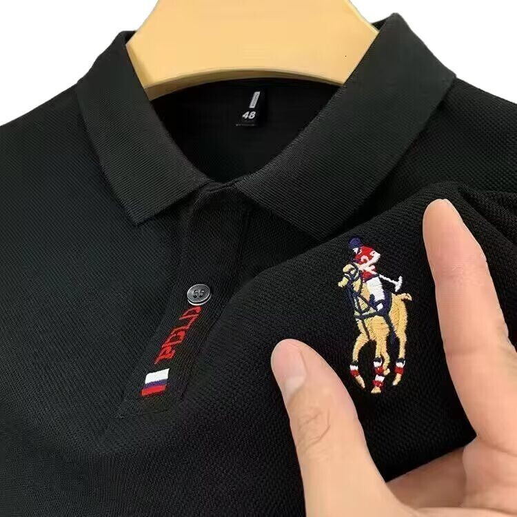 Mens Polos Mens Tees Polos Summer Embroidery Short Sleeve Youth And Middle-Aged Large Size Casual Turn-Down Collar Polo Home Casual Mens Clothing