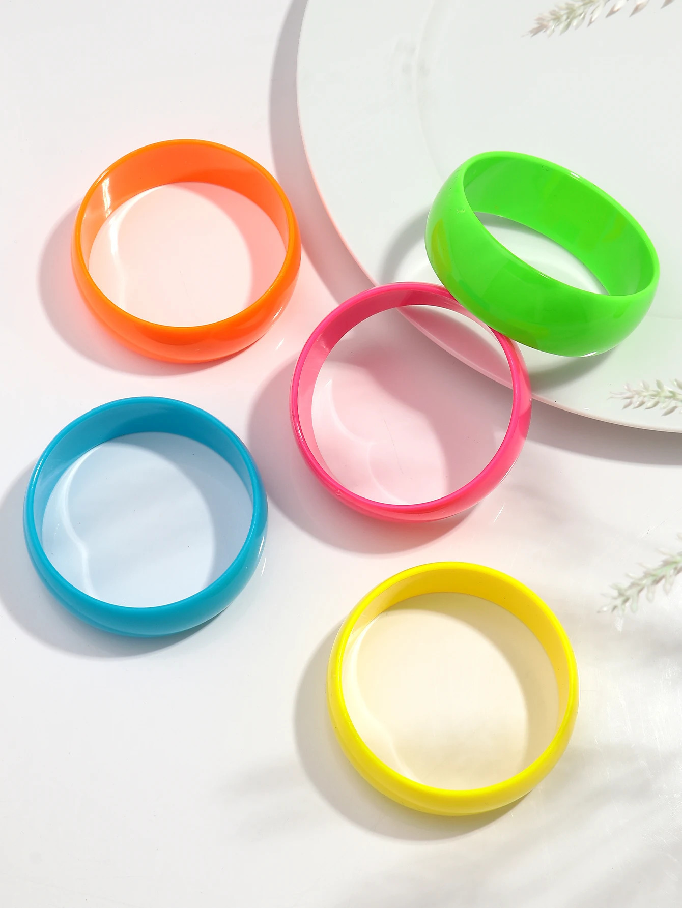 Fluorescent Color Round Acrylic Chunky Bangle for Women Exaggerated Resin Wide Stackable Bracelets Couple Jewelry Gifts260528BJ - view 6