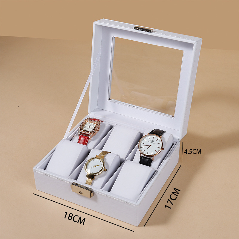 Watch Box 10-Slot Watch Case Organizer with Large Glass Lid Removable Pillows Valentines Day Gifts 260228