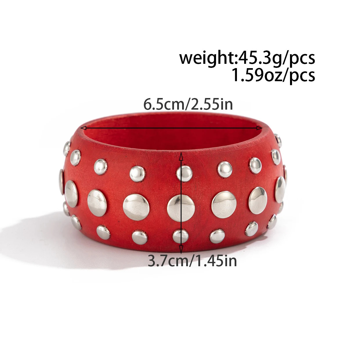 PuRui Hyperbole Creative Red Black Wooden CCB Chunky Bangle Bracelet for Women Vintage Punk Stackable Wide Bangle Grunge Jewelry260528BJ - view 6