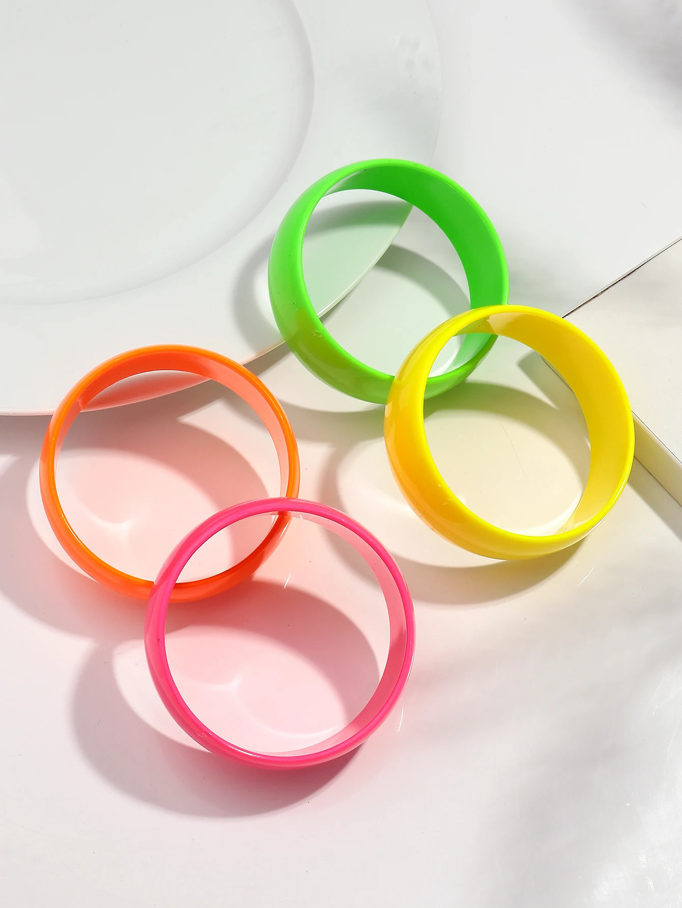 Fluorescent Color Round Acrylic Chunky Bangle for Women Exaggerated Resin Wide Stackable Bracelets Couple Jewelry Gifts260528BJ - view 4