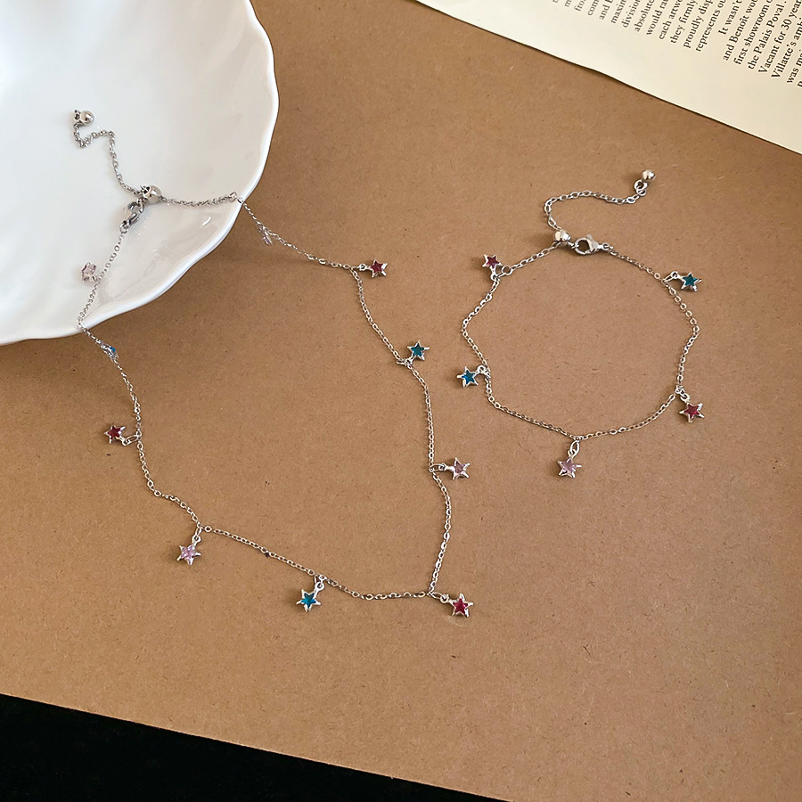 Korean-style ins-style star pendant necklace and bracelet, light luxury with a high-end feel, collarbone chain, niche exquisite versatile accessory fo - view 6