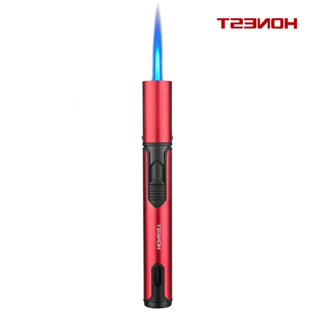 Cigar New HONEST Lighter Jet Flame Portable Butane Torch Lighter with Punch Mini Plastic Cigarette Lighter For Gift NoGas J260604