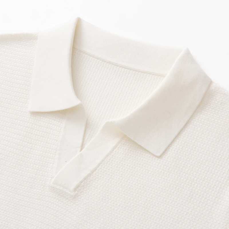 Summer New Mens 100 Lyocell Collar Solid Color T-Shirt Knit Pullover Bussiness Casual Short-sleeved Jumper Thin Tops Tees C260603