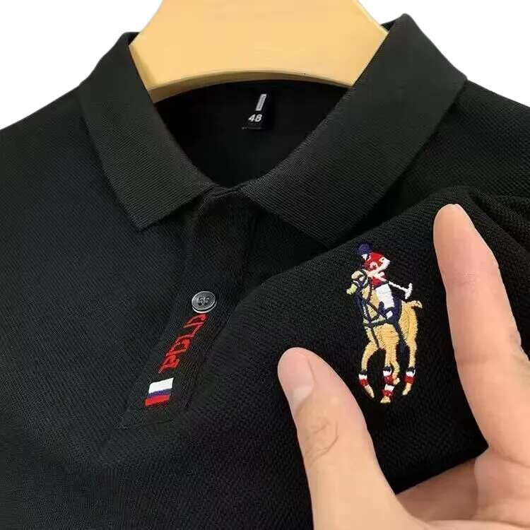 Mens Polos Mens Tees Polos Summer Embroidery Short Sleeve Youth And Middle-Aged Large Size Casual Turn-Down Collar Polo Home Casual Mens Clothing