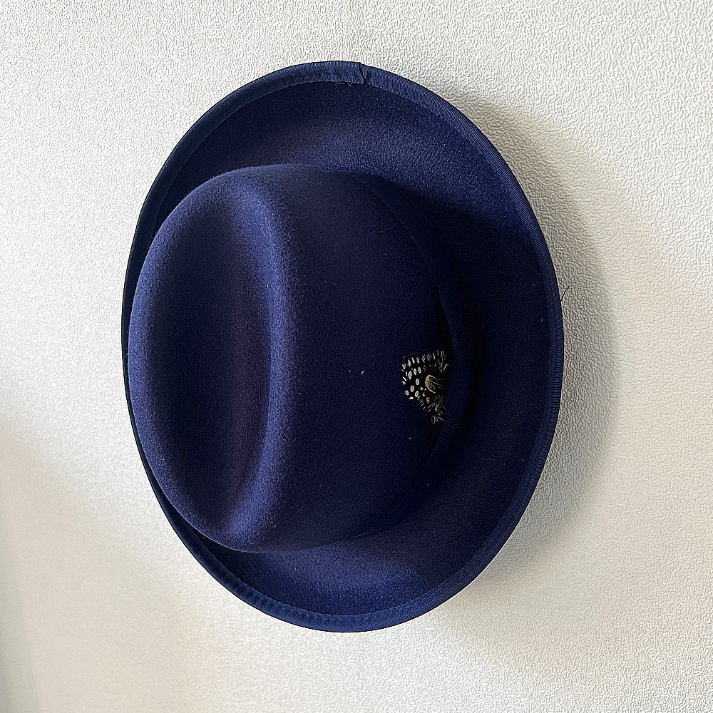 Fashion Wool Mens Feather Fedora Hat Winter Autumn Church Panama Wide Brown Retro Charm Jazz Hat 240919