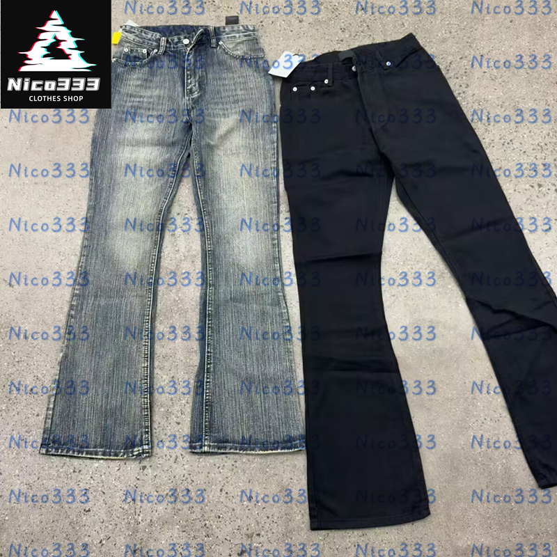 The Lost Tape BA Bootcut Solid color bamboo stripes leg wear design washed retro hundred loose street men women casual flare jeans