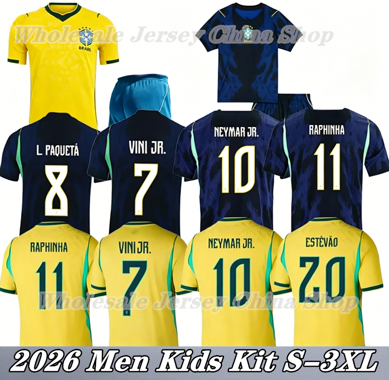 Brazil World Cup 2026 Soccer Jerseys MARCELO PAQUETA RAPHINHA NEYMAR JR COUTINHO FIRMINO JESUS VINI JR national team 26 27 Men kids Kits Football Shirt