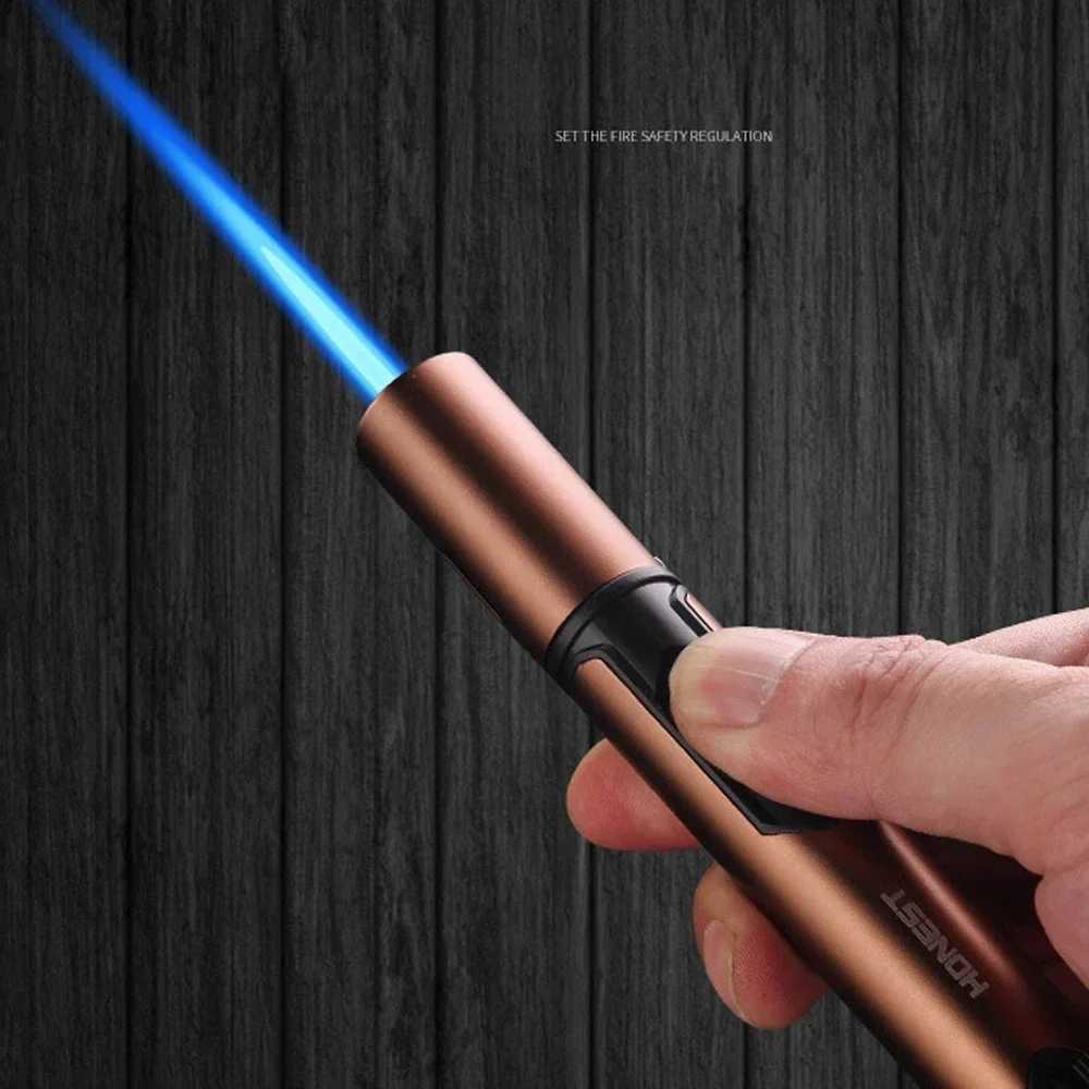 Cigar New HONEST Lighter Jet Flame Portable Butane Torch Lighter with Punch Mini Plastic Cigarette Lighter For Gift NoGas J260604