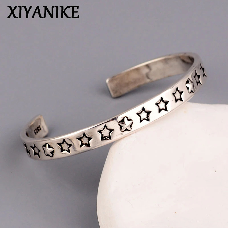 XIYANIKE Silver Color Pupular Korea Style Star Bangle For Women Fashion Simple Opening Hand Jewelry Party Customized260528BJ